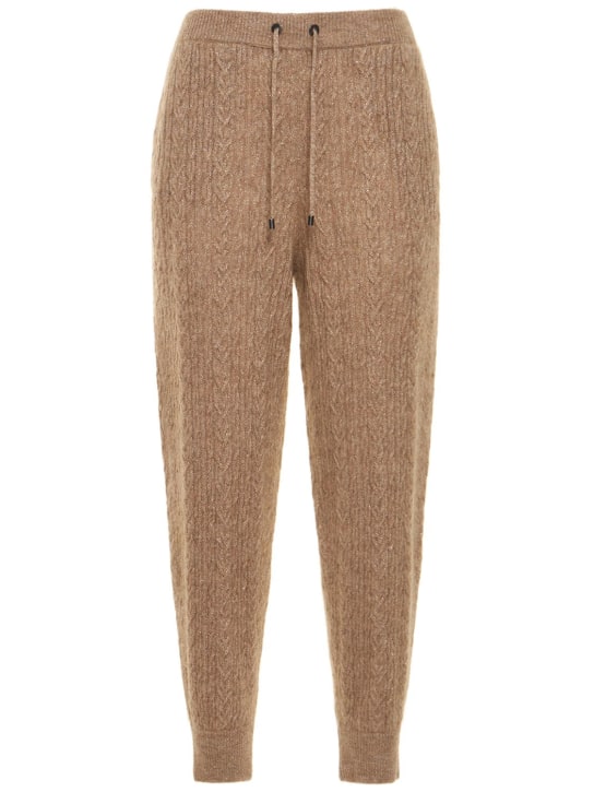 Brunello Cucinelli: Pantalones jogging de mezcla de lúrex y mohair - Café Claro - women_0 | Luisa Via Roma