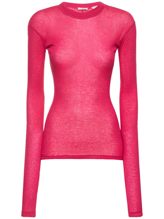 Bite Studios: Long-sleeve cotton jersey t-shirt - Fuchsia - women_0 | Luisa Via Roma