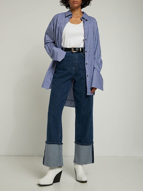 Bite Studios: Wide fold-up straight denim jeans - Blue - women_1 | Luisa Via Roma