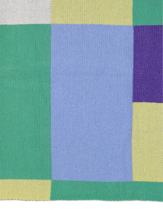 Dusen Dusen: Coperta Aubette in maglia di cotone - Verde/Blu - ecraft_1 | Luisa Via Roma