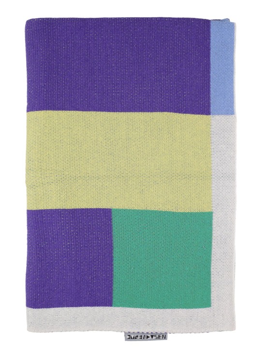 Dusen Dusen: Aubette棉质针织毯子 - 绿色/蓝色 - ecraft_0 | Luisa Via Roma