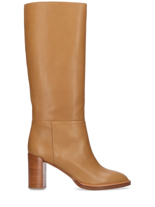 Gabriela Hearst: 75mm hohe Stiefel aus Leder „Bocca“ - Kamelhaarfarben - women_0 | Luisa Via Roma