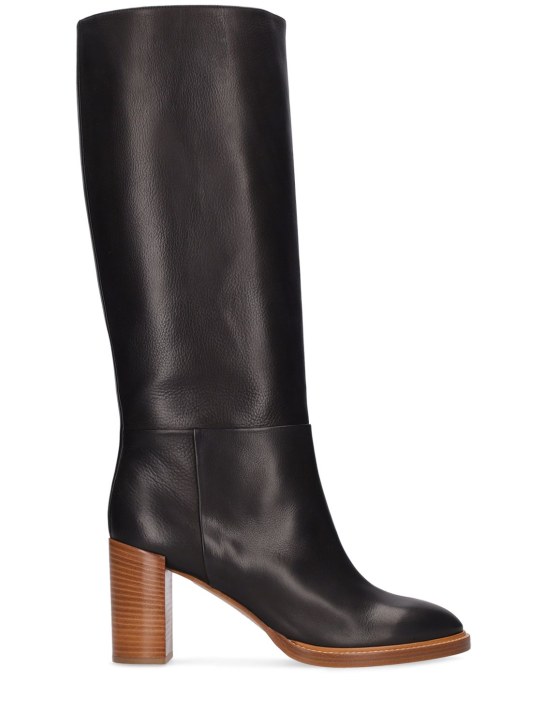 Gabriela Hearst: 75mm Bocca leather tall boots - Black - women_0 | Luisa Via Roma