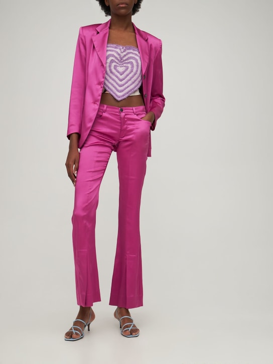 Marco Rambaldi: 로우 라이즈 새틴 플레어 팬츠 - 자홍색 - women_1 | Luisa Via Roma