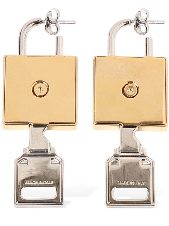 Balmain: Lock & key earrings - Gold/Silver - men_1 | Luisa Via Roma
