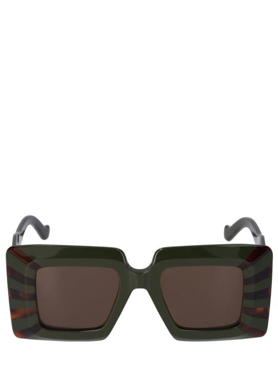 Loewe: Oversize squared acetate sunglasses - Green/Brown - women_0 | Luisa Via Roma