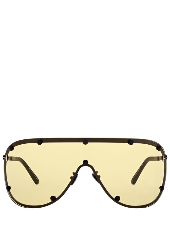 Tom Ford: Kyler pilot mask metal sunglasses - Black/Yellow - men_0 | Luisa Via Roma