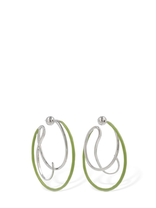 Panconesi: Double kilter hoop earrings - Yeşil/Gümüş - women_0 | Luisa Via Roma