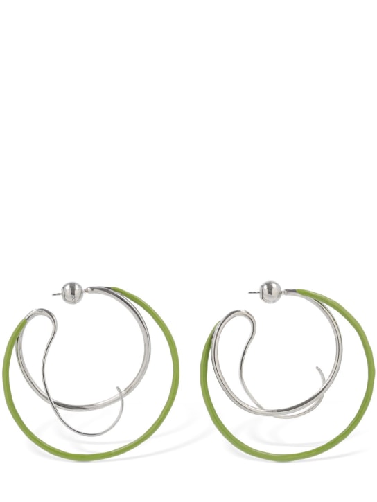 Panconesi: Double kilter hoop earrings - Green/Silver - women_1 | Luisa Via Roma