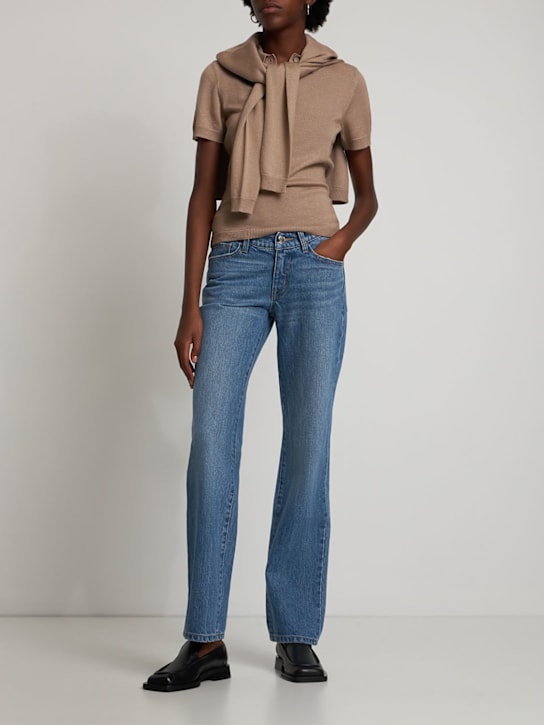 Brandon Maxwell: Jean droit en denim taille festonnée - Jean - women_1 | Luisa Via Roma