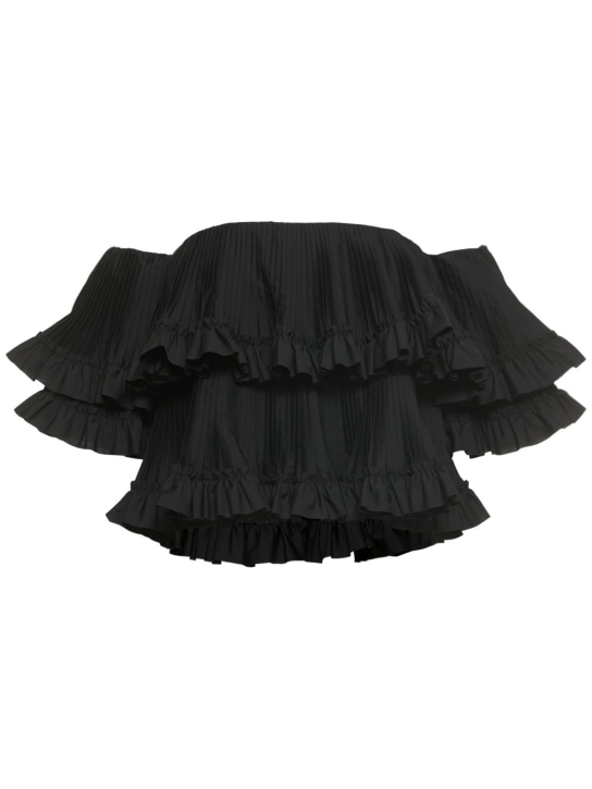 Brandon Maxwell: BAUCHFREIES OBERTEIL AUS BAUMWOLLPOPELINE - Schwarz - women_0 | Luisa Via Roma