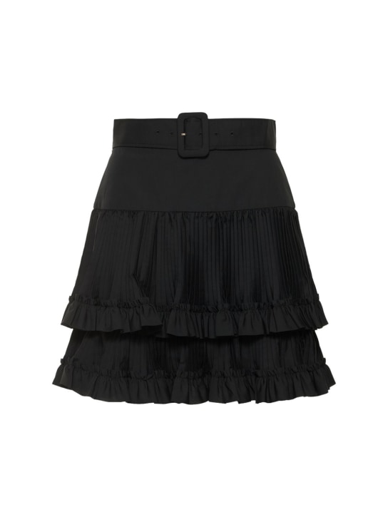 Brandon Maxwell: Pleated cotton poplin mini skirt - Black - women_0 | Luisa Via Roma