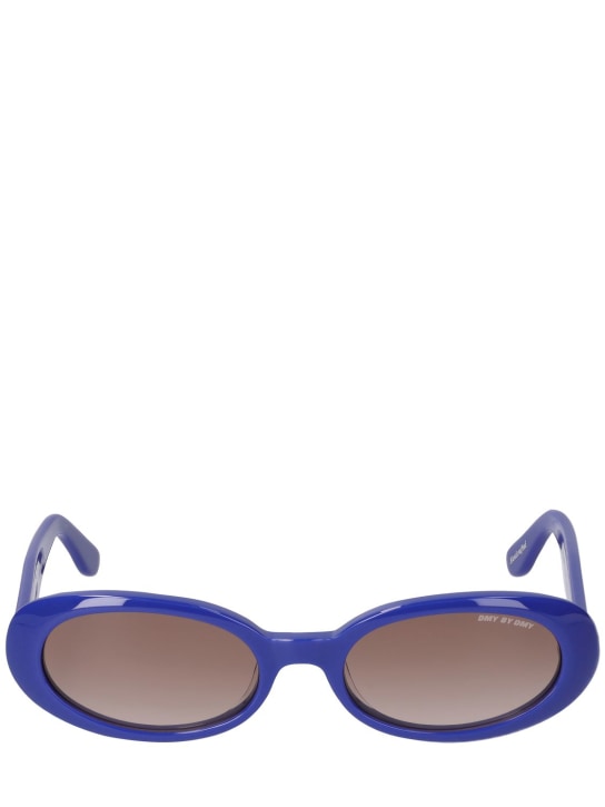 DMY Studios: Valentina oval acetate sunglasses - Blue/Brown - women_0 | Luisa Via Roma