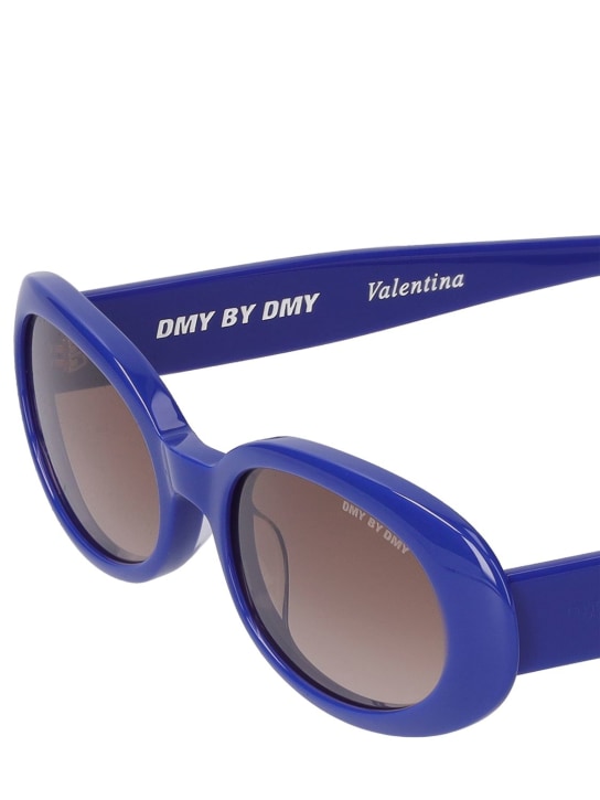 DMY Studios: Valentina oval acetate sunglasses - Blue/Brown - men_1 | Luisa Via Roma