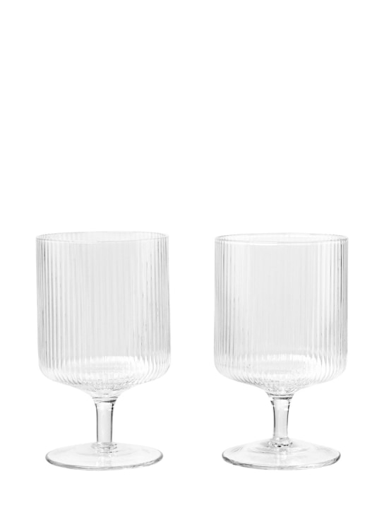Ferm Living: Set of 2 Ripple wine glasses - Transparent - ecraft_0 | Luisa Via Roma