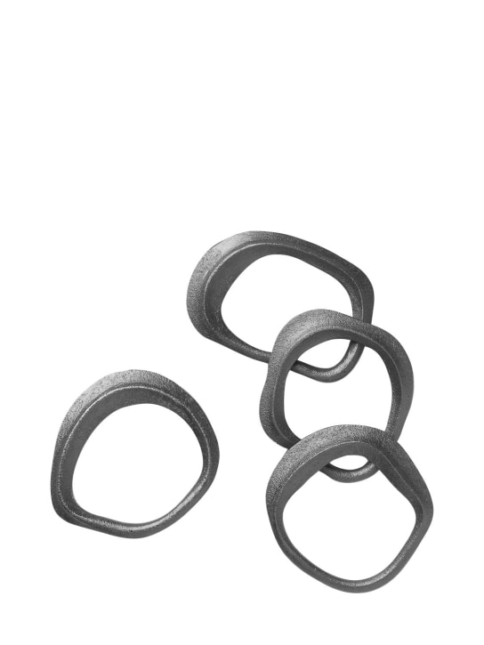 Ferm Living: Set of 4 Flow napkin rings - Siyah - ecraft_0 | Luisa Via Roma