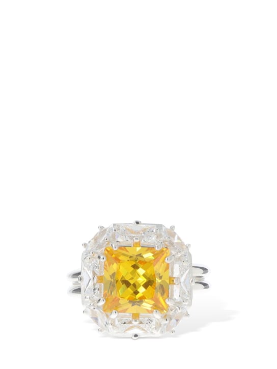 Hatton Labs: Crown stone ring - Yellow/Crystal - men_1 | Luisa Via Roma