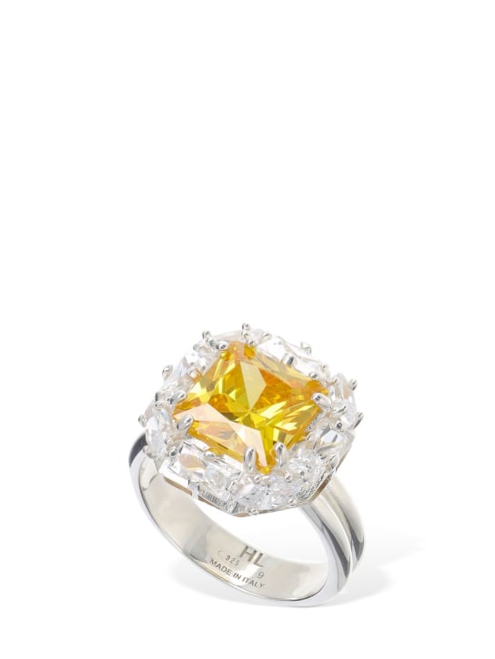 Hatton Labs: Crown stone ring - Yellow/Crystal - men_0 | Luisa Via Roma