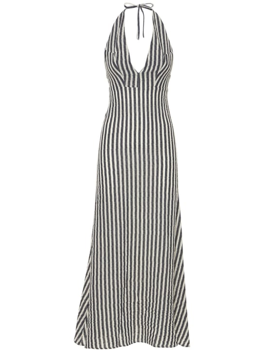 Musier Paris: Donoussa棉质府绸长款连衣裙 - 海军蓝/白色 - women_0 | Luisa Via Roma