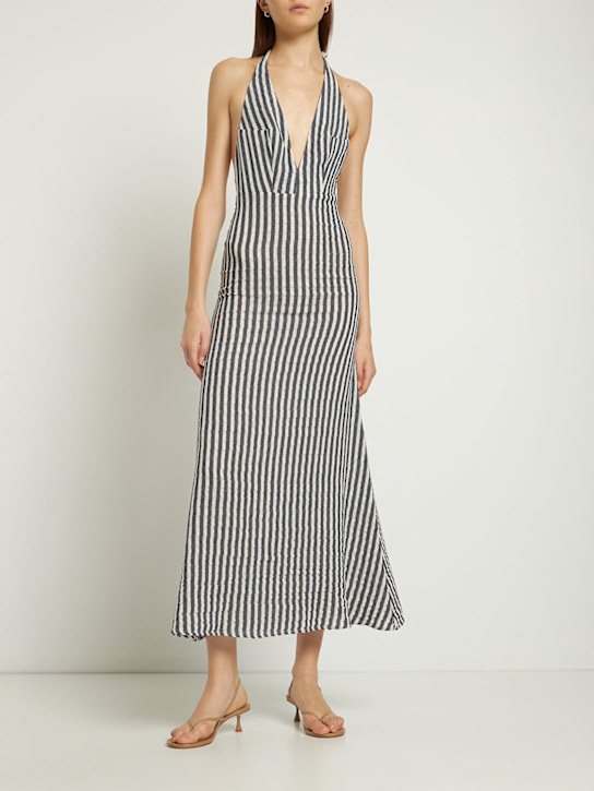 Musier Paris: Donoussa棉质府绸长款连衣裙 - 海军蓝/白色 - women_1 | Luisa Via Roma