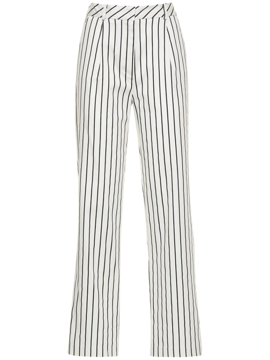 Musier Paris: Pantalon en popeline de coton Kea - Bleu Marine/Blanc - women_0 | Luisa Via Roma