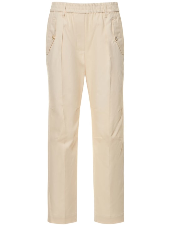 Brunello Cucinelli: Cotton twill straight pants - Ivory - women_0 | Luisa Via Roma