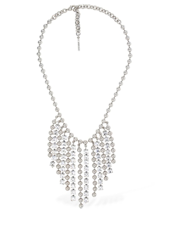 Alessandra Rich: Crystal & chain fringe necklace - Gümüş - women_0 | Luisa Via Roma