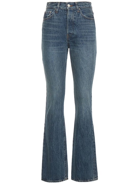Amiri: High rise cotton denim bootcut jeans - Dark Vein - women_0 | Luisa Via Roma
