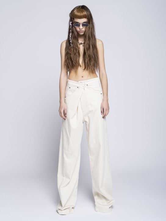 Darkpark: Ines fold-over cotton denim jeans - women_1 | Luisa Via Roma