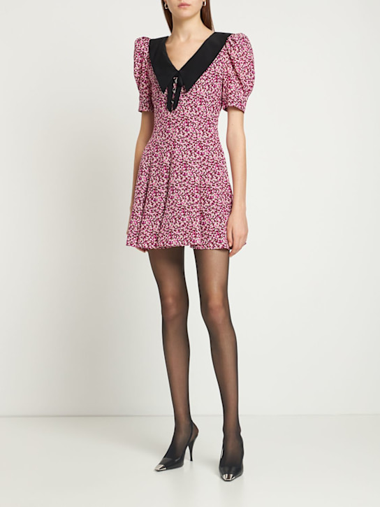 Alessandra Rich: Printed silk crepe mini dress - Multicolor - women_1 | Luisa Via Roma