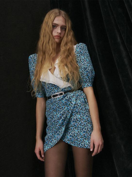 Alessandra Rich: Silk crepe floral print mini dress - women_1 | Luisa Via Roma