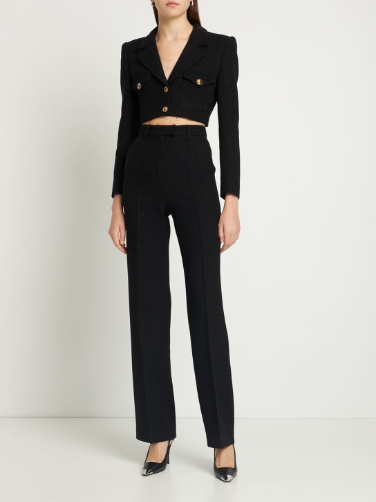 Alessandra Rich: Pantalones anchos de tweed y lurex - Negro - women_1 | Luisa Via Roma
