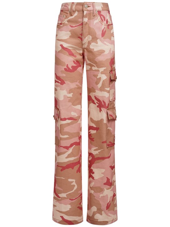 Alessandra Rich: Cotton gabardine camouflage cargo pants - Multicolor - women_0 | Luisa Via Roma