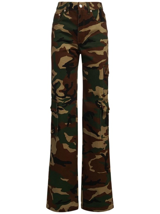 Alessandra Rich: Pantalon cargo en gabardine de coton camouflage - Multicolore - women_0 | Luisa Via Roma