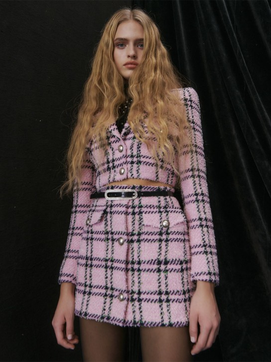 Alessandra Rich: KURZE JACKE AUS TWEED - Rosa/Schwarz - women_1 | Luisa Via Roma