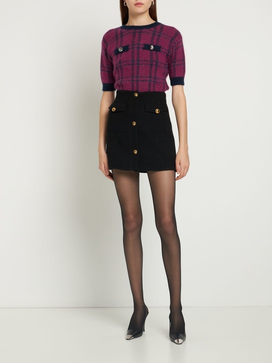 Alessandra Rich: Tweed lurex mini skirt - Black - women_1 | Luisa Via Roma