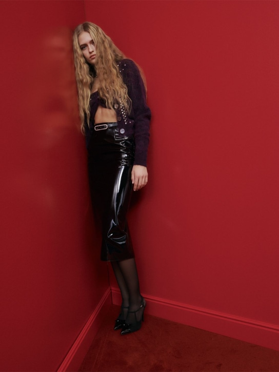 Alessandra Rich: Falda midi de latex - Negro - women_1 | Luisa Via Roma