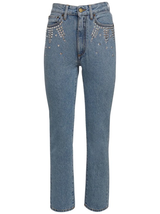 Alessandra Rich: Jeans rectos de denim de algodón - Denim - women_0 | Luisa Via Roma