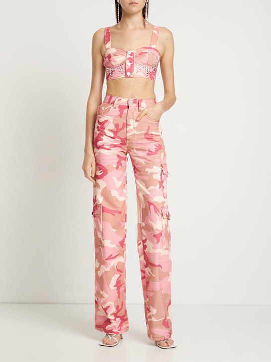 Alessandra Rich: Cotton gabardine camouflage cargo pants - Multicolor - women_1 | Luisa Via Roma