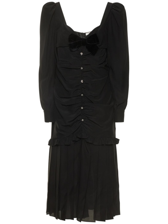 Alessandra Rich: Vestido de crepé de lana con lazo - Negro - women_0 | Luisa Via Roma