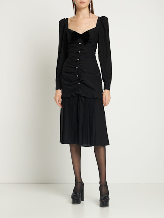 Alessandra Rich: Vestido de crepé de lana con lazo - Negro - women_1 | Luisa Via Roma