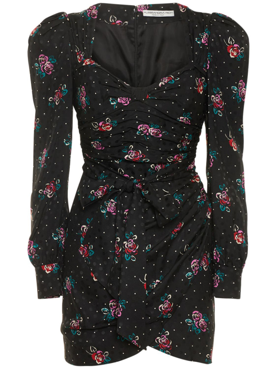 Alessandra Rich: Silk jacquard printed mini dress - Black - women_0 | Luisa Via Roma