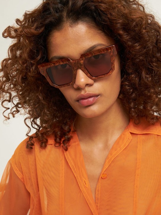 Gia Borghini: GIA x RHW squared acetate sunglasses - Radica/Garnet - women_1 | Luisa Via Roma