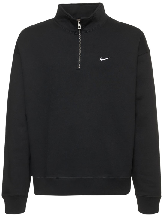 Nike: Solo Swoosh cotton blend sweatshirt - Black/White - men_0 | Luisa Via Roma