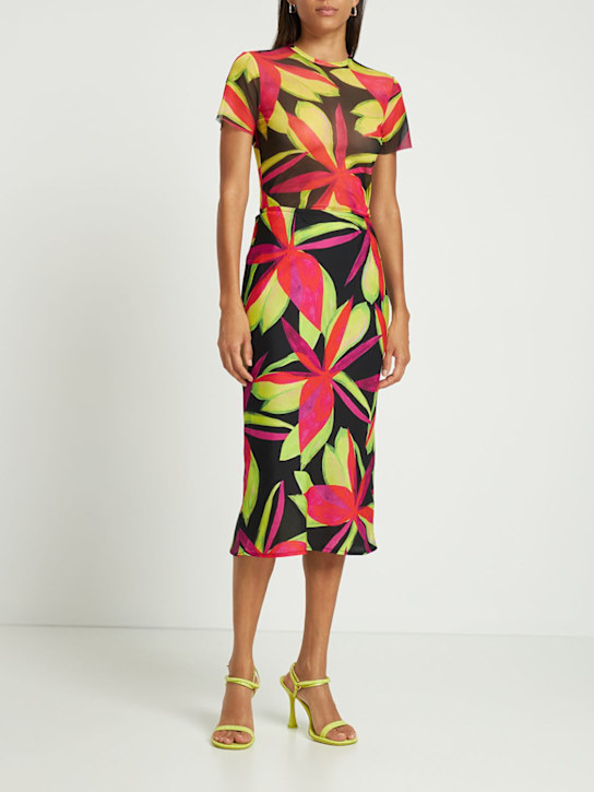 Louisa Ballou: Midirock aus Seidenmischung - Schwarz/Multi - women_1 | Luisa Via Roma