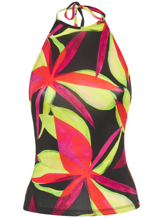 Louisa Ballou: Printed jersey halter top - Black/Multi - women_0 | Luisa Via Roma