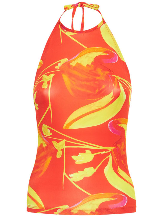 Louisa Ballou: Printed jersey halter top - Orange/Multi - women_0 | Luisa Via Roma