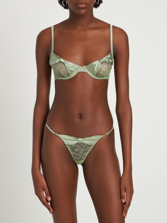 Kiki De Montparnasse: Cecile lace & satin demi bra - Sage - women_1 | Luisa Via Roma