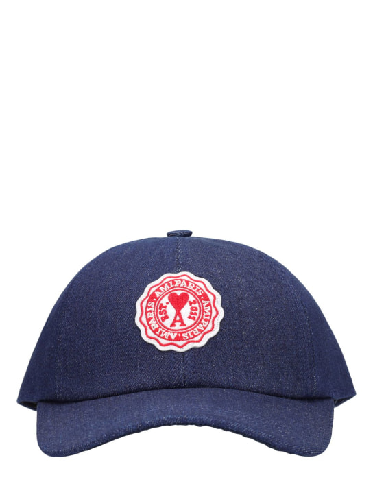 AMI Paris: Logo patch cotton gabardine baseball hat - women_0 | Luisa Via Roma