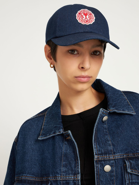 AMI Paris: Logo patch cotton gabardine baseball hat - women_1 | Luisa Via Roma